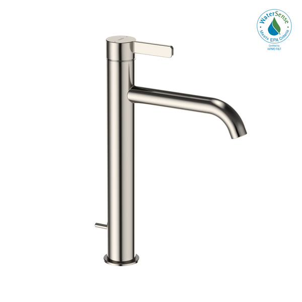 TOTO GF 1.2 GPM Single Handle Vessel Bathroom Sink Faucet with COMFORT GLIDE Technology, Polished Nickel, Stainless Steel, TLG11305U#PN