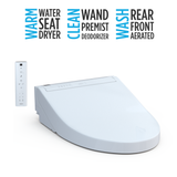 TOTO WASHLET C5 Electronic Bidet Toilet Seat with PREMIST and EWATER+ Wand Cleaning, Elongated, Cotton White, Plastic, SW3084#01