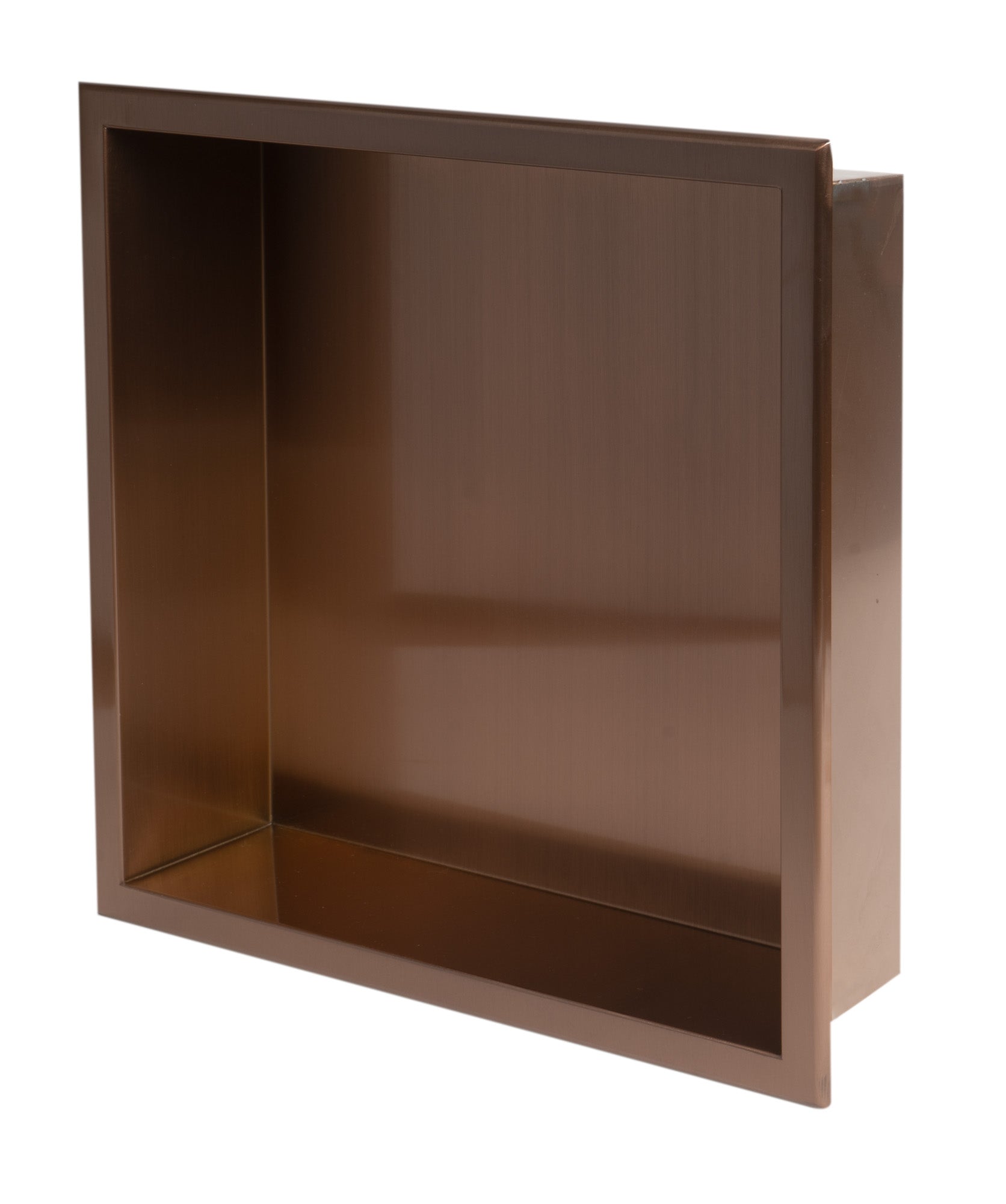 ALFI brand ABNP1616-BC 16" x 16" Brushed Copper PVD Steel Square Single Shelf Shower Niche, Stainless Steel, 20 Gauge