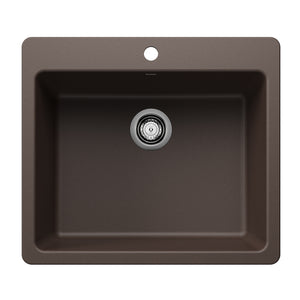 Alternate Image for Blanco Liven 25" Dual Mount Silgranit Kitchen Sink, Cafe, 1 Faucet Hole, 443223