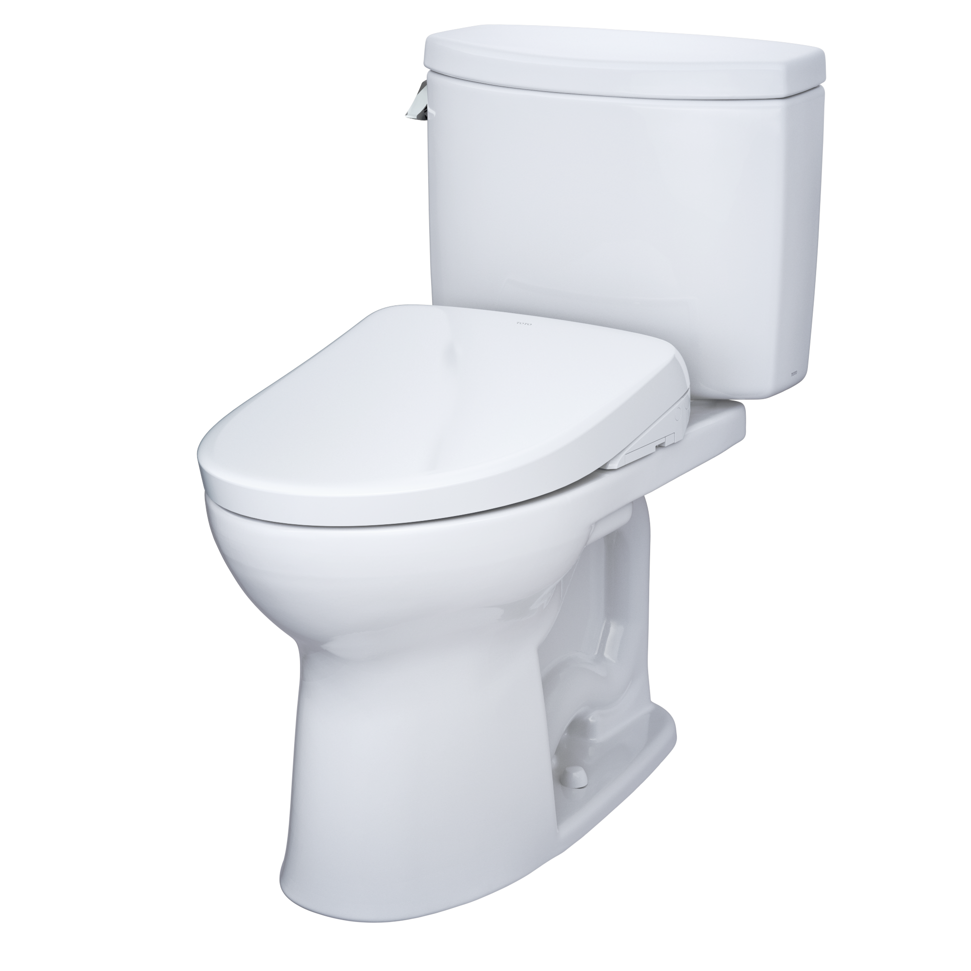 TOTO WASHLET+ Drake II Two-Piece Elongated 1.28 GPF Toilet with Auto Flush WASHLET+ S7 Contemporary Bidet Seat, Cotton White, Vitreous China|Plastic, MW4544726CEFGA#01