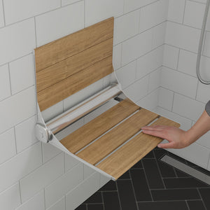 Alternate Image for ALFI brand ABS17 17" Folding Teak Wood Shower Seat Bench with Backrest, Natural Wood, ABS17-SA