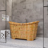 Alternative View of ALFI brand 63" Cedar Wood Free Standing Oval Bathtub, Natural Wood, AB1105