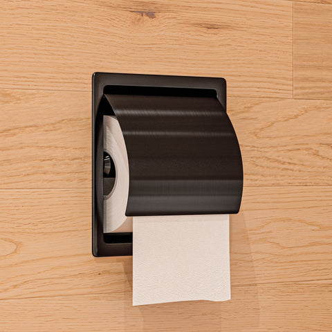 Main Image of ALFI brand ABTPP77-BB PVD Brushed Black Stainless Steel Recessed Toilet Paper Holder with Cover