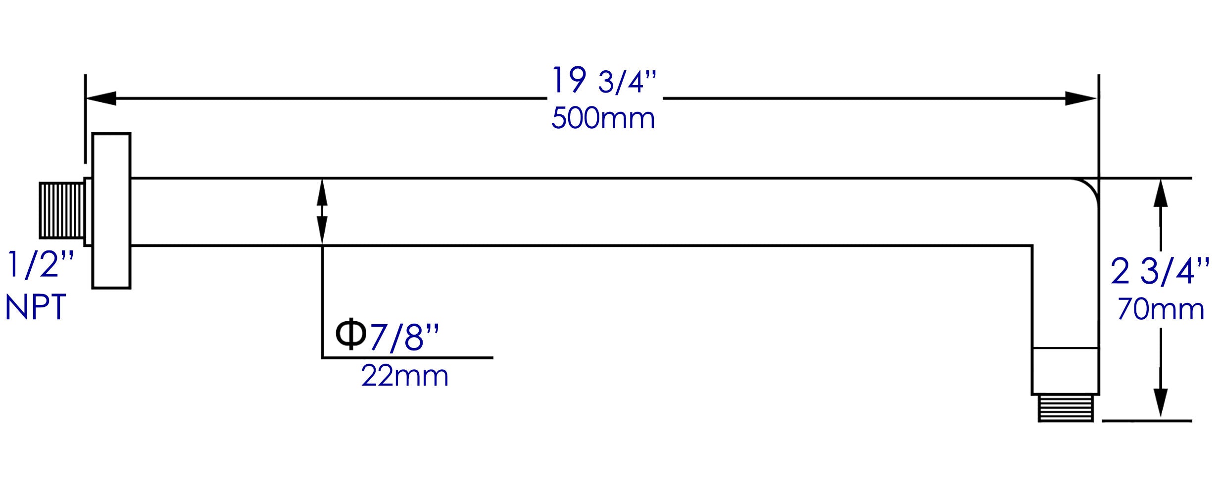 ALFI brand ABSA20R-PC Polished Chrome 20" Round Wall Shower Arm, Brass