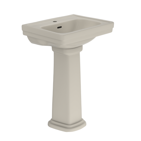 TOTO Promenade 24" x 19-1/4" Rectangular Pedestal Bathroom Sink for Single Hole Faucets, Bone, Vitreous China, LPT532N#03