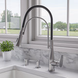 ALFI brand 1.8 GPM Lever Gooseneck Spout Touch Kitchen Faucet, Modern, Gray, Brushed Nickel, ABKF3001-BN