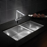 Blanco Quatrus 33" Undermount Stainless Steel Kitchen Sink, 60/40 Double Bowl, Satin Polish, 18 Gauge, No Faucet Hole, 443054