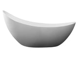 ALFI brand 74" Solid Surface Smooth Resin Free Standing Oval Soaking Bathtub, White Matte, AB9951