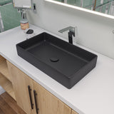 ALFI brand 24" x 13.63" Rectangle Above Mount Porcelain Bathroom Sink, Black Matte, No Faucet Hole, ABC902-BM