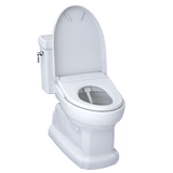 TOTO WASHLET+ Eco Guinevere Elongated 1.28 GPF Universal Height Toilet, S7A Classic Bidet Seat with AutoFlush and Auto Open/Close, Cotton White, Vitreous China|Plastic, MW9744734CEFGA#01