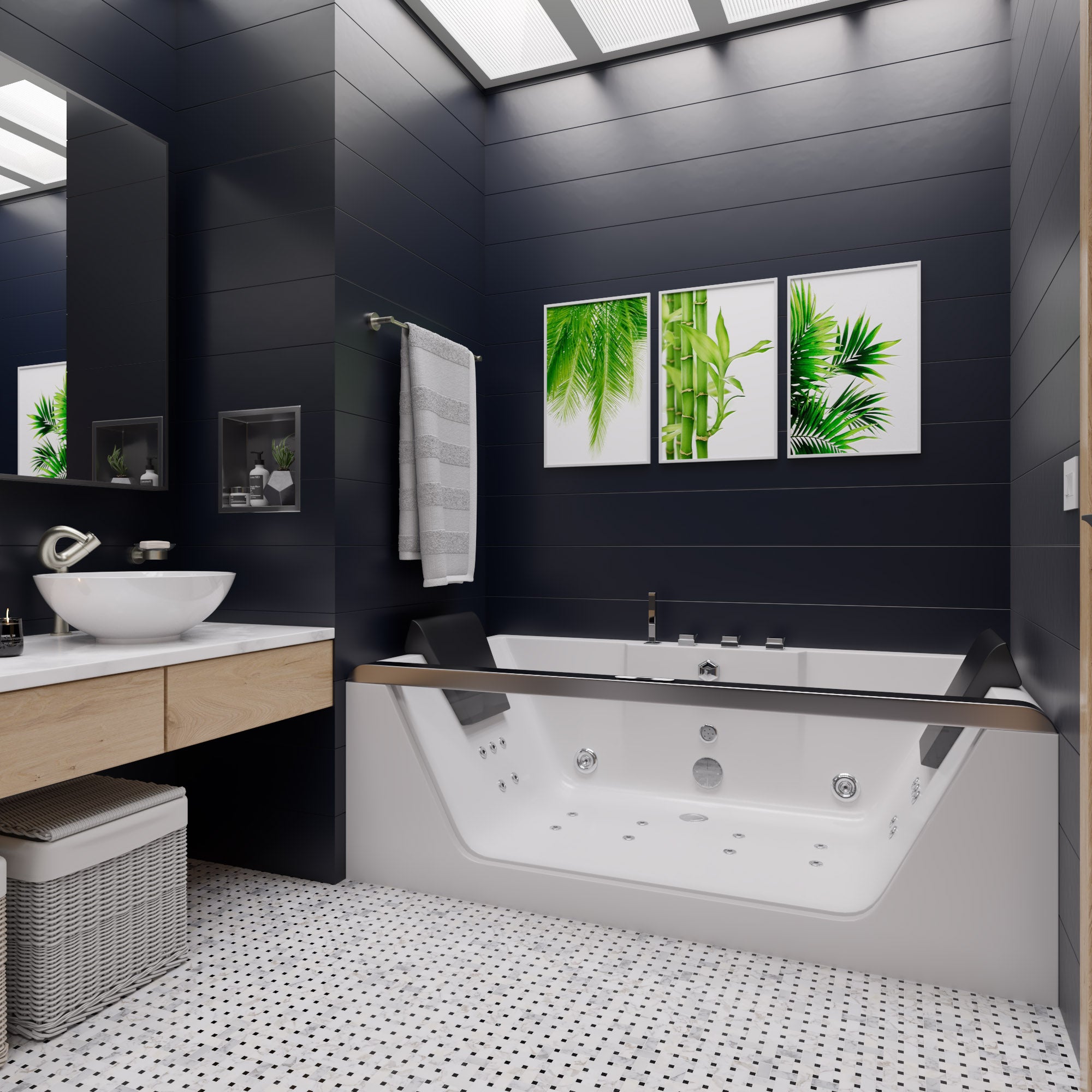 Eago 71" Acrylic Corner Rectangle Bathtub, White, AM196ETL