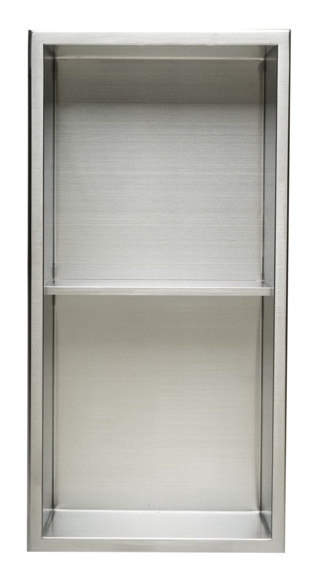 ALFI brand ABN1224-BSS 12 x 24 Brushed Stainless Steel Vertical Double Shelf Bath Shower Niche, 20 Gauge