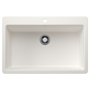 Alternate Image for Blanco Liven 33" Dual Mount Silgranit Kitchen Sink, White, 1 Faucet Hole, 443197