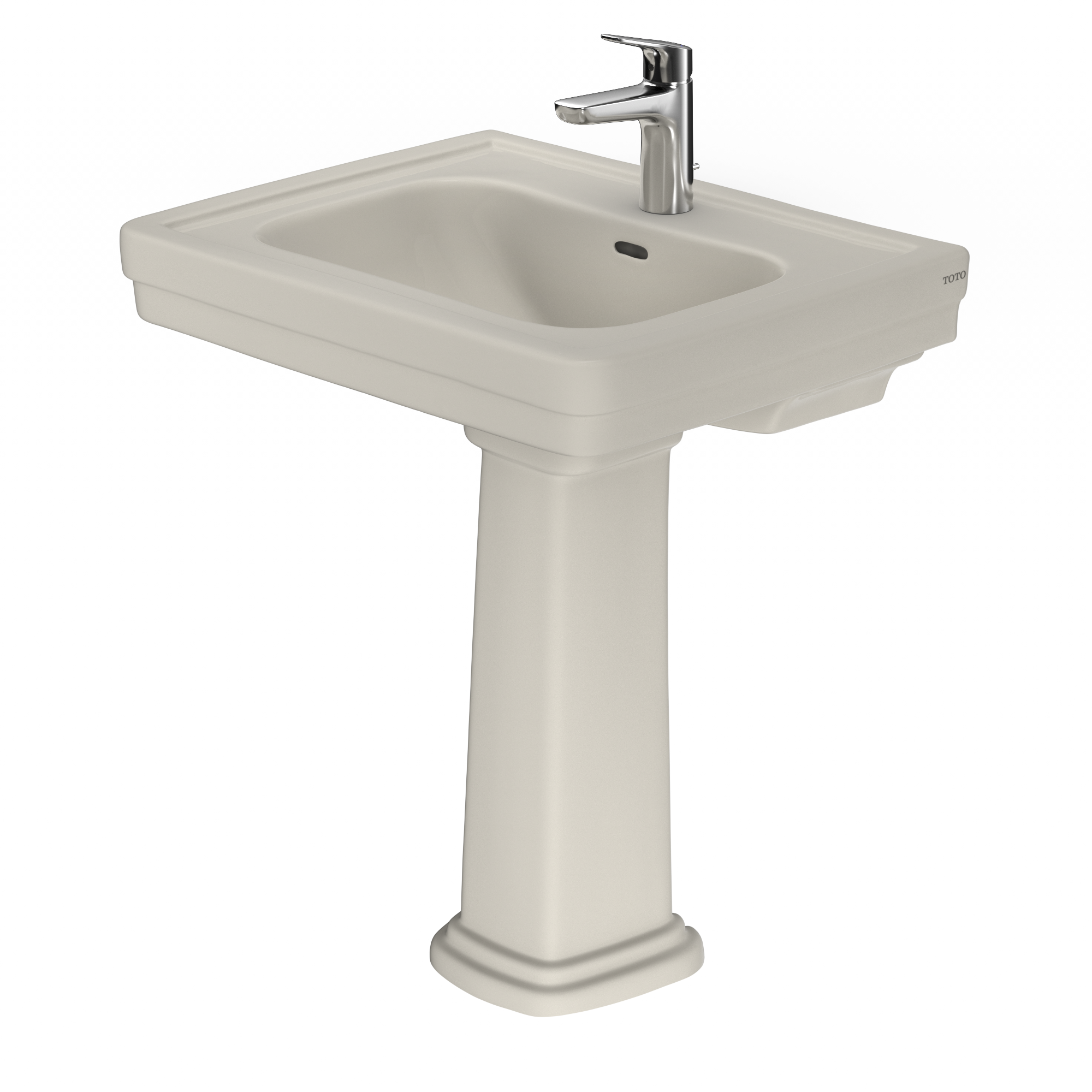 TOTO Promenade 27-1/2" x 22-1/4" Rectangular Pedestal Bathroom Sink for Single Hole Faucets, Sedona Beige, LPT530.8N#12, Vitreous China, LPT530N#12