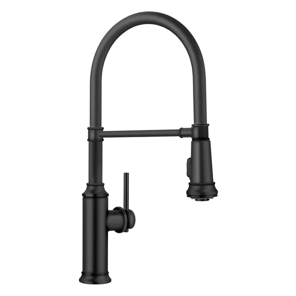 Blanco Empressa Semi-Pro Pull-Down Dual-Spray Kitchen Faucet, Matte Black, 1.5 GPM, Brass, 443022