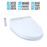 TOTO WASHLET K300 Electronic Bidet Toilet Seat with Instantaneous Water Heating, PREMIST and EWATER+ Wand Cleaning, Elongated, Cotton White, Plastic, SW3036R#01