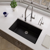 ALFI brand 30" Under Mount Fireclay Kitchen Sink, Black Matte, No Faucet Hole, AB3018UD-BM