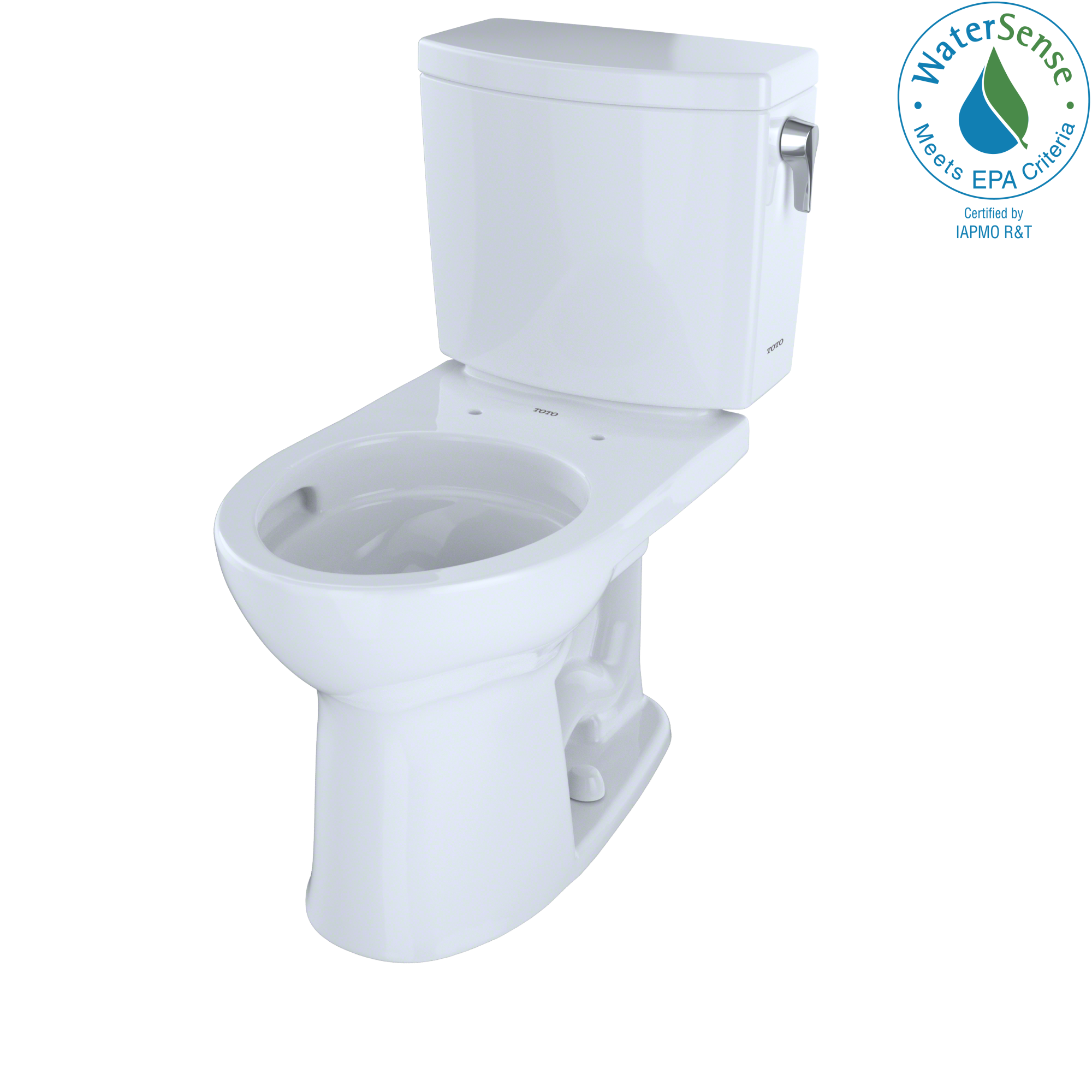 TOTO Drake II 1G Two-Piece Round 1.0 GPF Universal Height Toilet with CEFIONTECT and Right-Hand Trip Lever, Cotton White, Vitreous China, CST453CUFRG#01