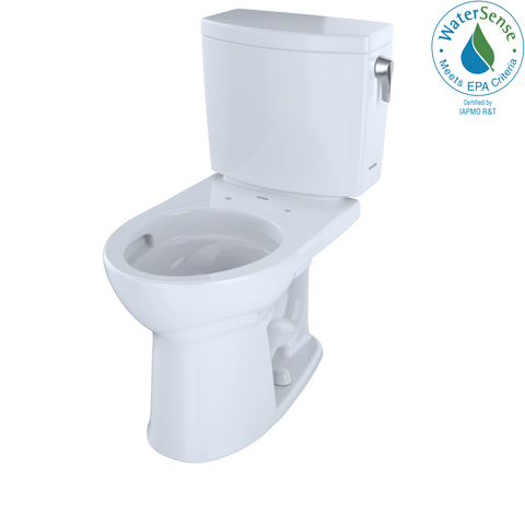 TOTO Drake II 1G Two-Piece Round 1.0 GPF Universal Height Toilet with CEFIONTECT and Right-Hand Trip Lever, Cotton White, Vitreous China, CST453CUFRG#01