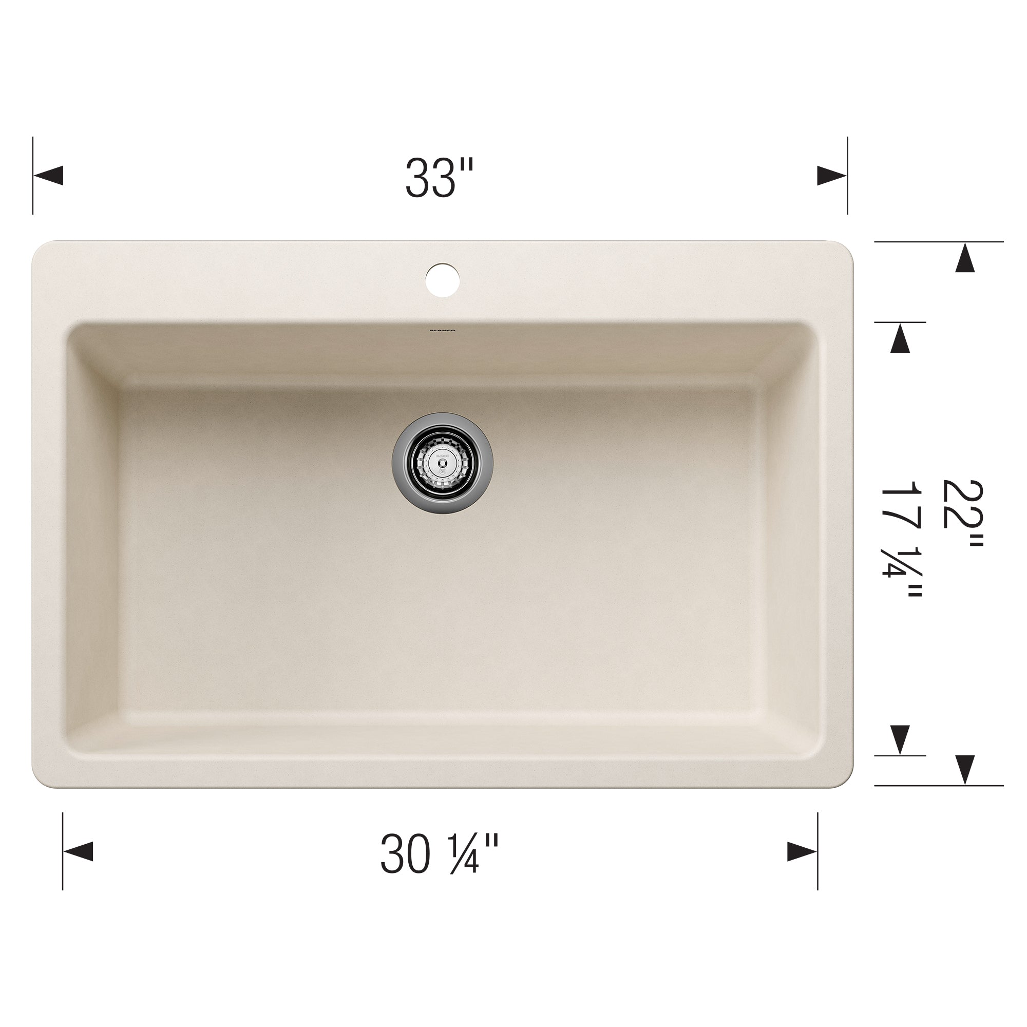 Blanco Liven 33" Dual Mount Silgranit Kitchen Sink, Soft White, 1 Faucet Hole, 443201