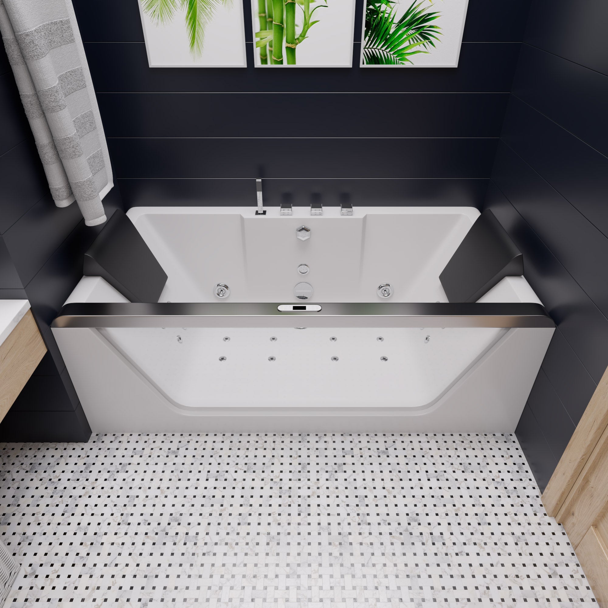 Eago 71" Acrylic Corner Rectangle Bathtub, White, AM196ETL