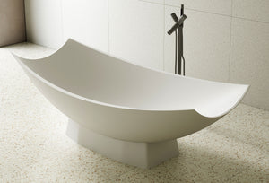 Alternate Image for ALFI brand 71" Solid Surface Resin Free Standing Oval Bathtub, Hammock Style, White Matte, AB9992