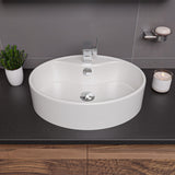 ALFI brand 22" x 18.13" Oval Above Mount Porcelain Bathroom Sink, White, 1 Faucet Hole, ABC910