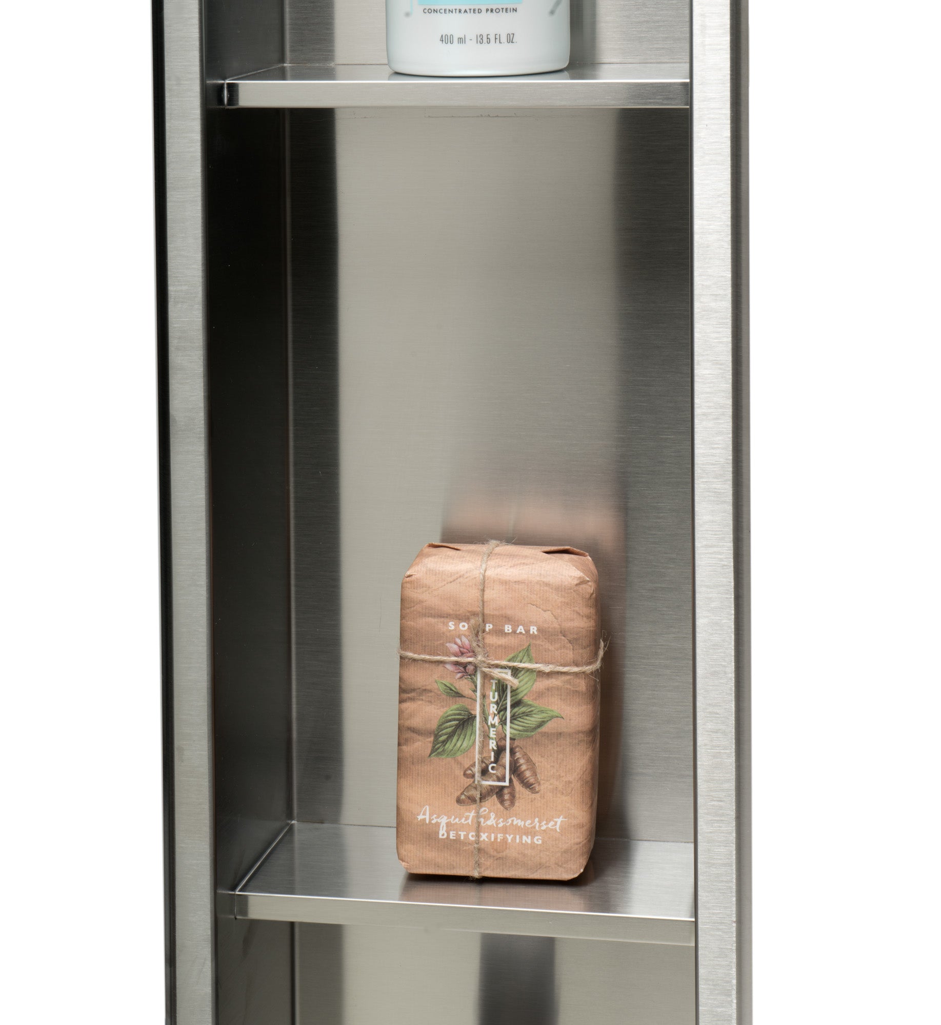 ALFI brand ABN0836-BSS 8 x 36 Brushed Stainless Steel Vertical Triple Shelf Bath Shower Niche, 20 Gauge
