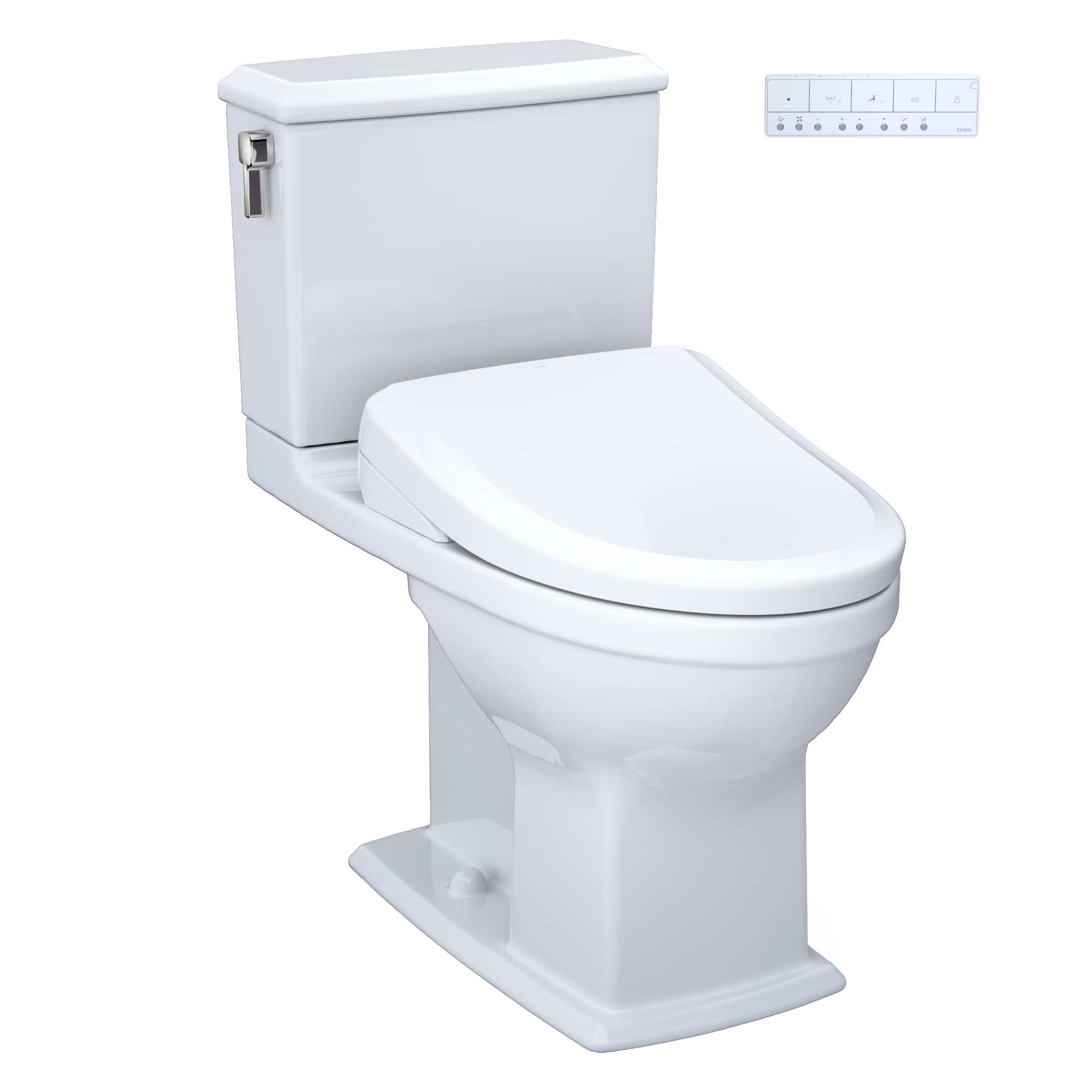 TOTO WASHLET+ Connelly Two-Piece Elongated Dual Flush 1.28 and 0.9 GPF Toilet and Classic WASHLET S7 Contemporary Bidet Seat with Auto Flush, Cotton White, Vitreous China|Plastic, MW4944724CEMFGA#01