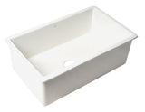 ALFI brand 30" Dual Mount Fireclay Kitchen Sink, White, No Faucet Hole, ABF3018UD-W