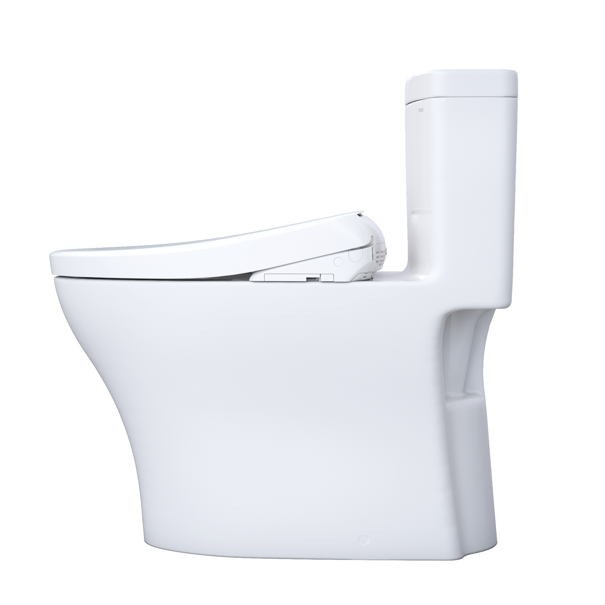 TOTO WASHLET+ Aquia IV One-Piece Elongated Dual Flush 1.28 and 0.9 GPF Toilet with Auto Flush S7A Contemporary Bidet Seat, Cotton White, Vitreous China|Plastic, MW6464736CEMFGNA#01