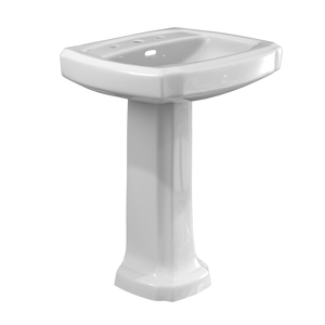 Alternate Image for TOTO Guinevere 24-3/8" x 19-7/8" Rectangular Pedestal Bathroom Sink for 8 Inch Center Faucets, Cotton White, Vitreous China, LPT972.8#01