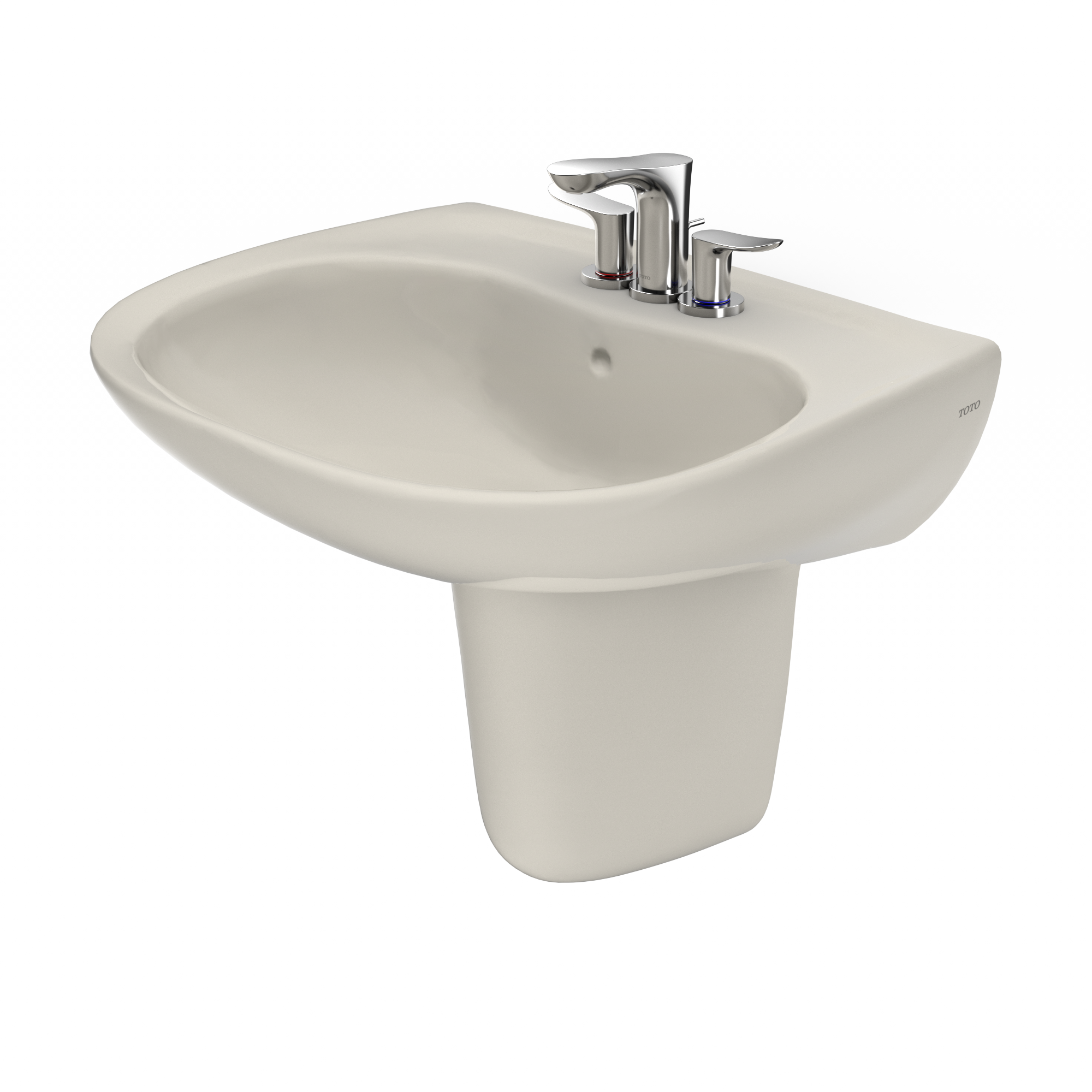 TOTO Prominence Oval Wall-Mount Bathroom Sink with CEFIONTECT and Shroud for 4 Inch Center Faucets, Sedona Beige, Vitreous China, LHT242.4G#12