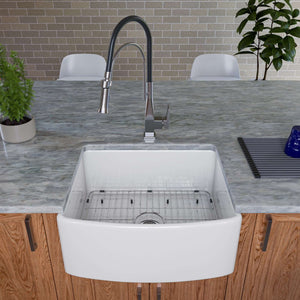Alternate Image for ALFI brand 24" Fireclay Farmhouse Sink with Accessories, White, ABFC2420-W