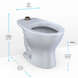 TOTO TORNADO FLUSH Commercial Flushometer Floor-Mounted Universal Height Toilet with CEFIONTECT, Elongated, Cotton White, Vitreous China, CT725CUFG#01