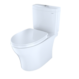 TOTO Aquia IV WASHLET+ Two-Piece Elongated Dual Flush 1.28 and 0.9 GPF Toilet with CEFIONTECT, Cotton White, Vitreous China, MS446124CEMGN#01