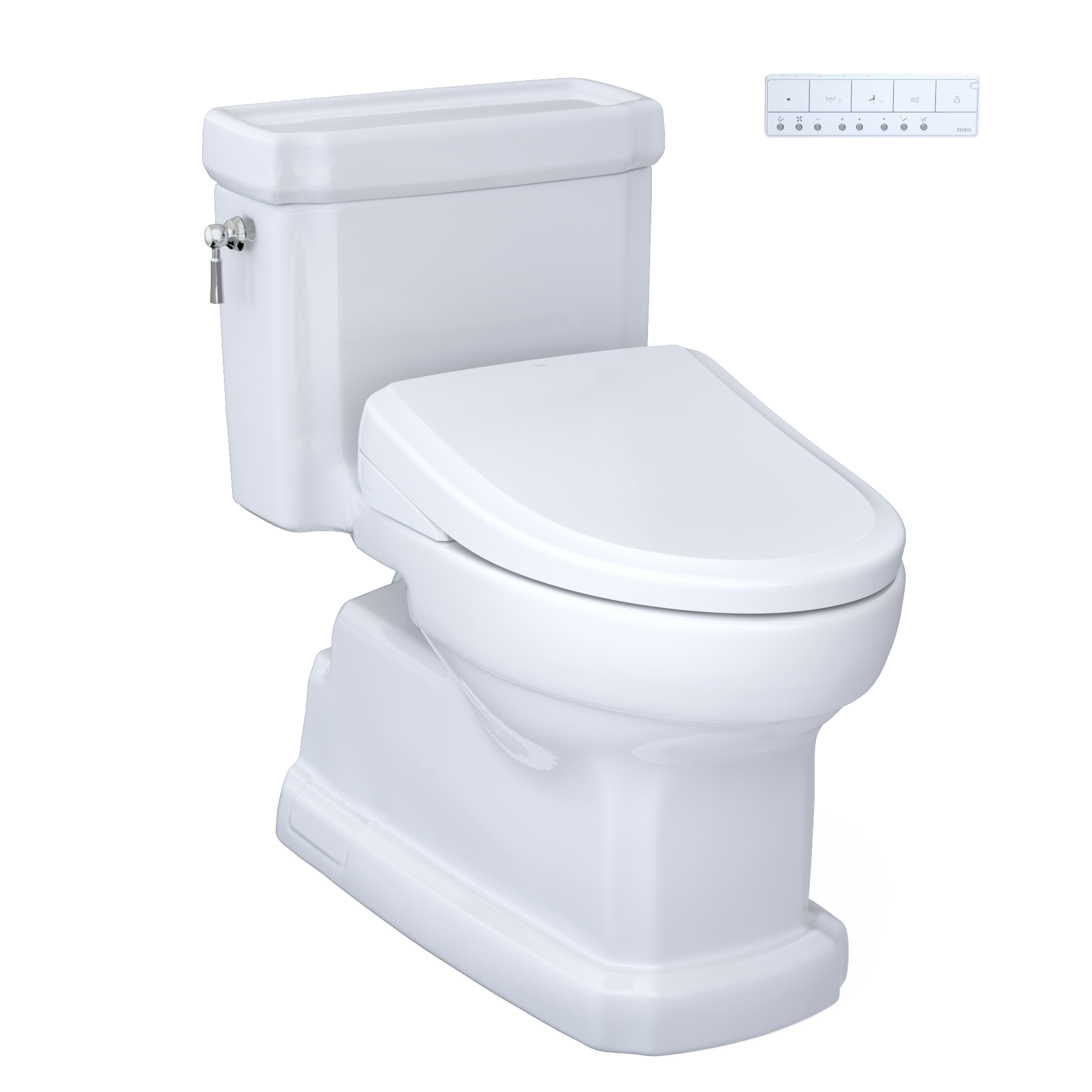 TOTO Eco Guinevere WASHLET+ Ready Elongated 1.28 GPF Universal Height Skirted Toilet with CEFIONTECT, Floor-Mounted, Cotton White, Vitreous China, CST974CEFGAT40#01
