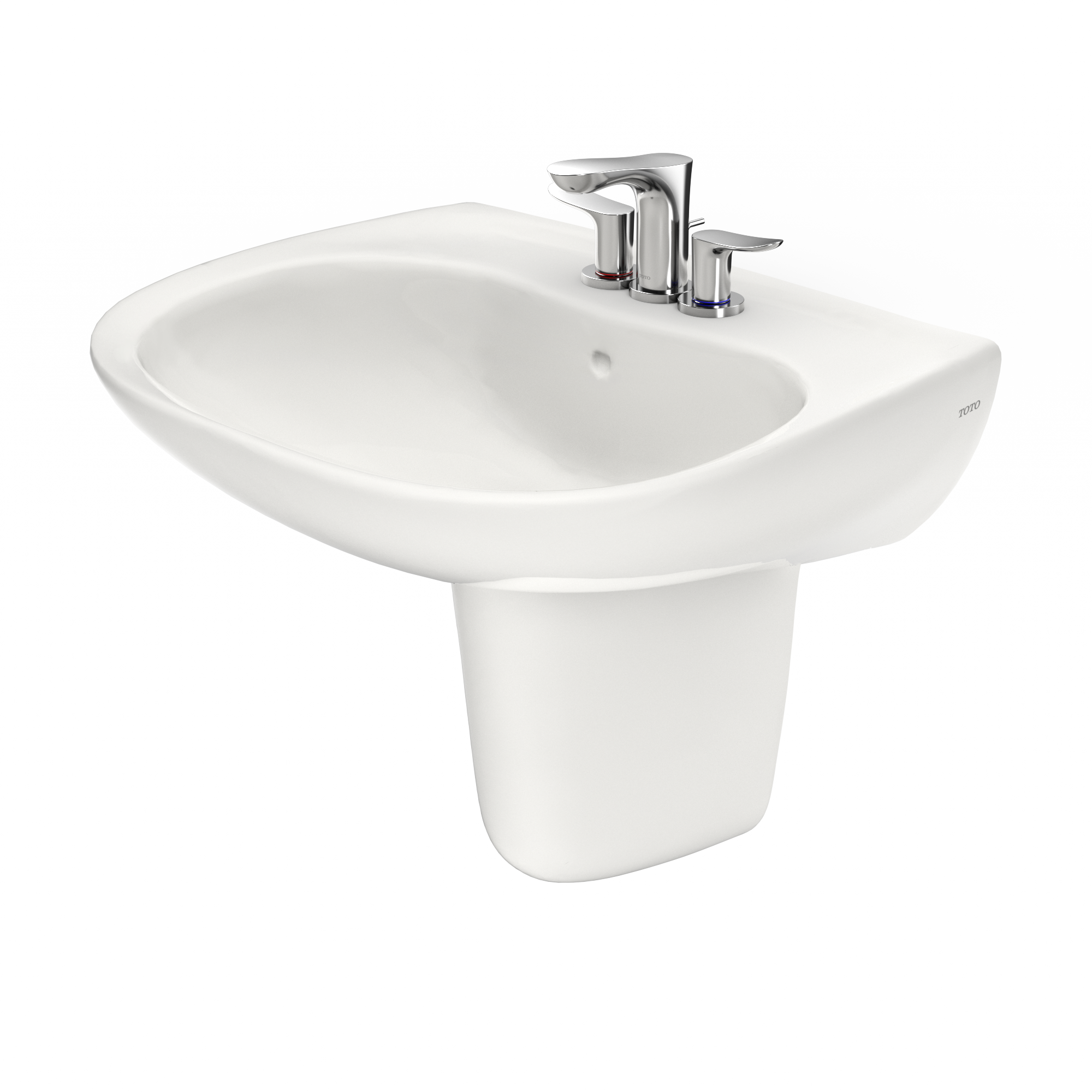 TOTO Prominence Oval Wall-Mount Bathroom Sink with CEFIONTECT and Shroud for 4 Inch Center Faucets, Colonial White, Vitreous China, LHT242.4G#11