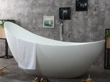 ALFI brand 74" Solid Surface Smooth Resin Free Standing Oval Soaking Bathtub, White Matte, AB9951