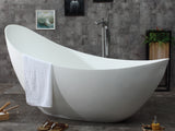 ALFI brand 74" Solid Surface Smooth Resin Free Standing Oval Soaking Bathtub, White Matte, AB9951