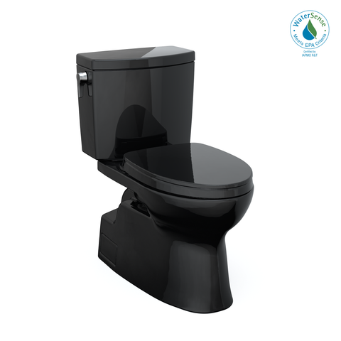 TOTO Vespin II 1G Two-Piece Elongated 1.0 GPF Universal Height Toilet with SS124 SoftClose Seat, WASHLET+ Ready, Ebony, Vitreous China|Plastic, MS474124CUF#51