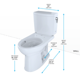 TOTO Drake II 1G Two-Piece Elongated 1.0 GPF Universal Height Toilet with CEFIONTECT and Right-Hand Trip Lever, Cotton White, Vitreous China, CST454CUFRG#01