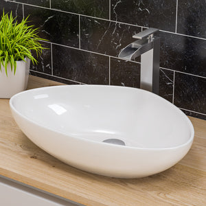 Alternate Image for ALFI brand 23" x 12.75" Oval Above Mount Porcelain Bathroom Sink, White, No Faucet Hole, ABC914