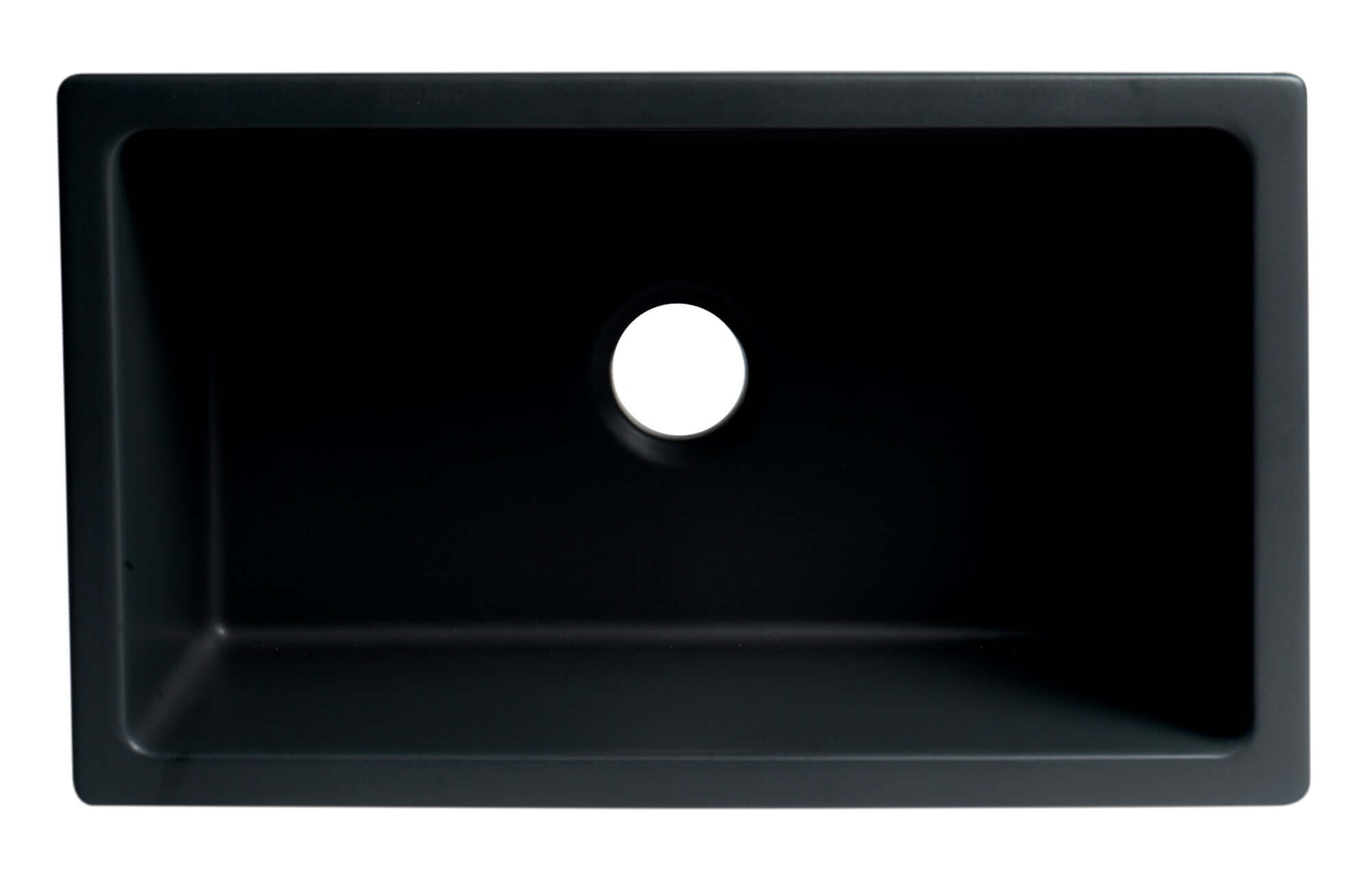 ALFI brand 30" Fireclay Farmhouse Sink, Black Matte, No Faucet Hole, AB3018HS-BM