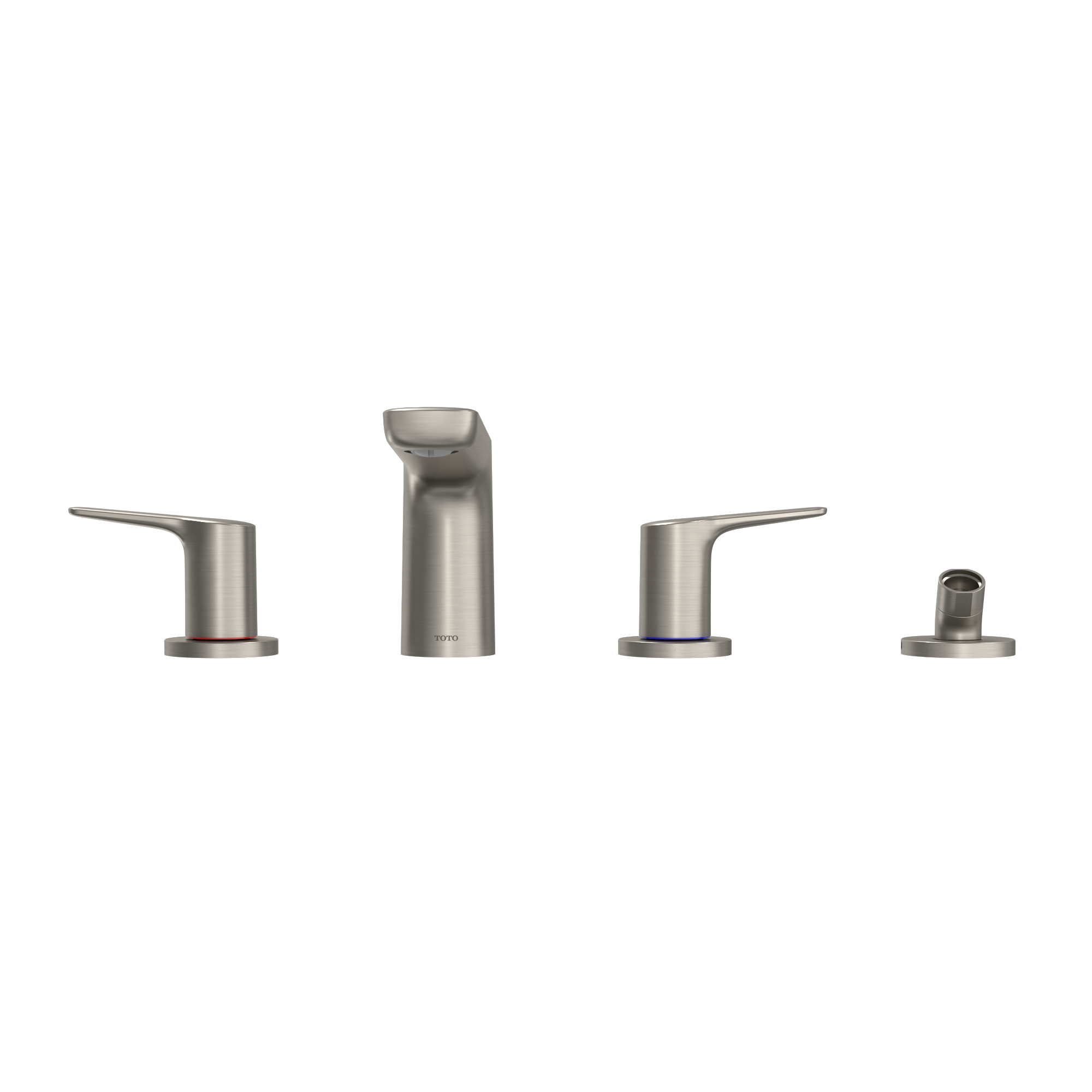 TOTO GS Four-hole Deck-Mount Roman Tub Filler Trim with Handshower, Brushed Nickel, Brass, TBG03202U#BN