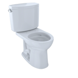 TOTO Drake II Two-Piece Round 1.28 GPF Universal Height Toilet with CEFIONTECT, Cotton White, Vitreous China, CST453CEFG#01