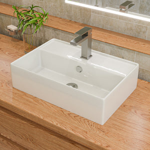 Alternate Image for ALFI brand 23.38" x 15.75" Rectangle Above Mount Porcelain Bathroom Sink, White, 1 Faucet Hole, ABC901-W