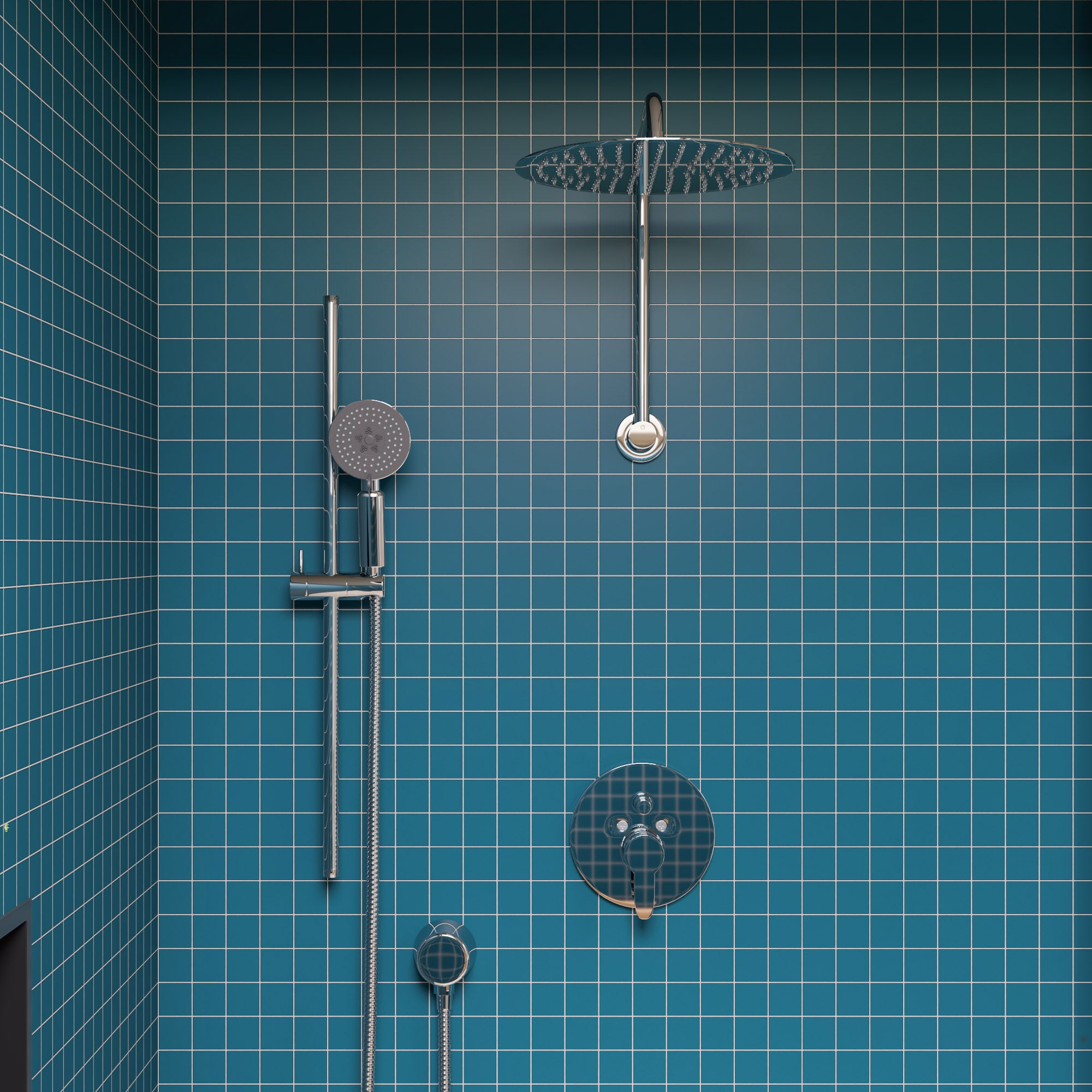 ALFI brand AB3101-PC Polished Chrome Shower Valve Mixer with Rounded Lever Handle and Diverter, Brass
