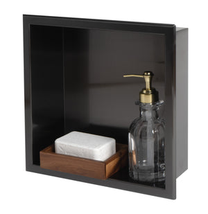 Alternate Image for ALFI brand ABNP1212-BB 12" x 12" Brushed Black PVD Stainless Steel Square Single Shelf Shower Niche, 20 Gauge